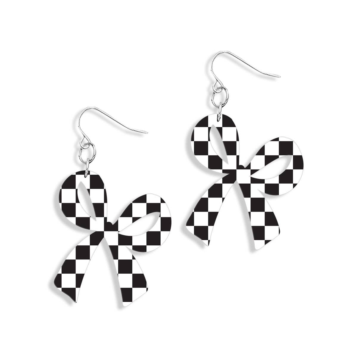 Game Day Checkered Bow Earrings