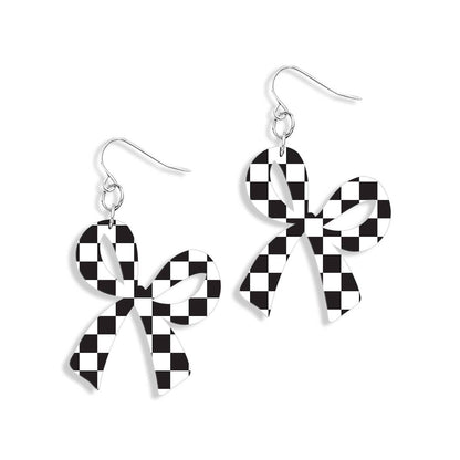 Game Day Checkered Bow Earrings