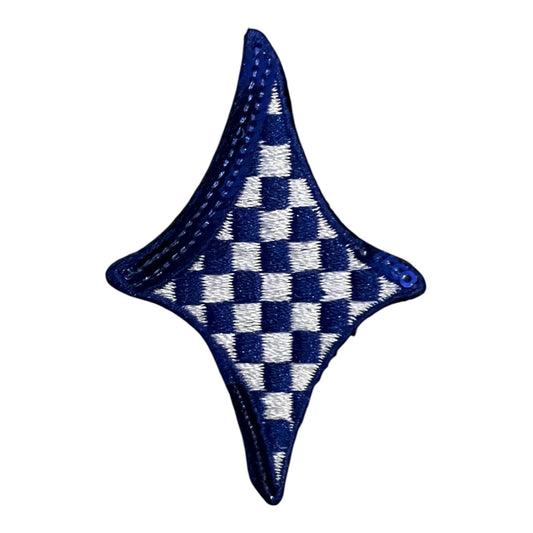 Checkered Diamond Star Patch, Blue- 2.5"