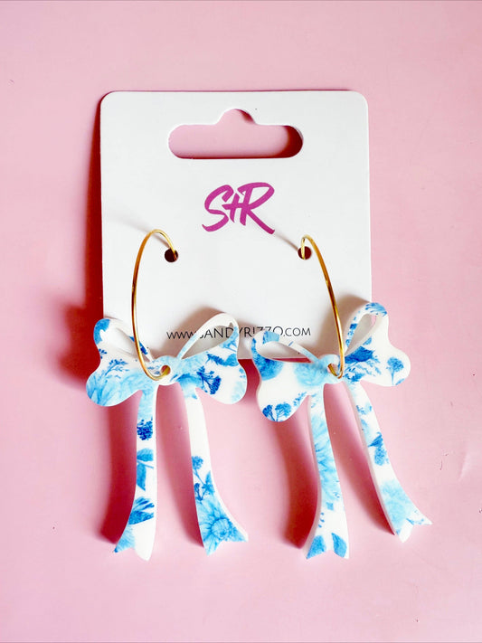 Blue Willow Bow Earring