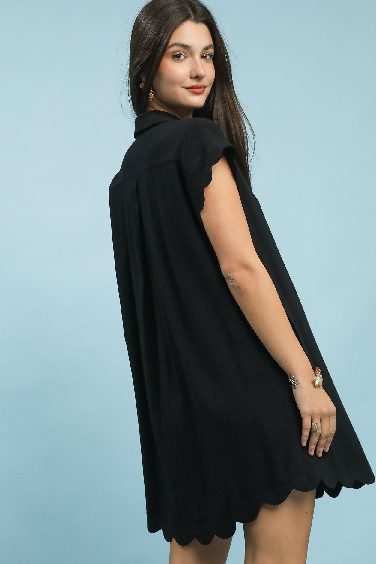 Scalloped Little Black Dress