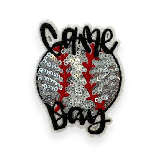 Game Day Baseball Sequin Patch- 3"