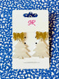 Cream and Gold Acrylic Christmas Tree Dangle Earring