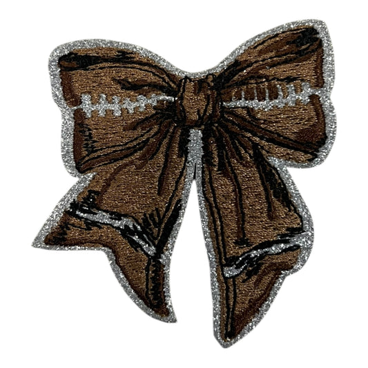 Glitter Football Bow Patch- 3"
