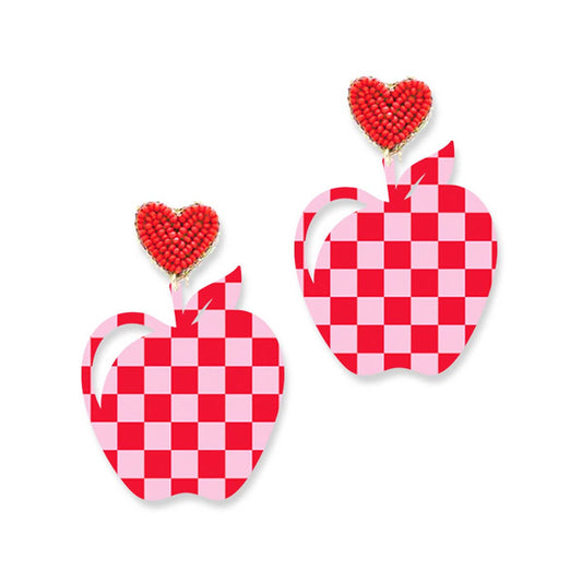 Checkered Apple Earrings