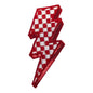 Checkered Lightning Bolt Sequin Patch, Red- 2.75