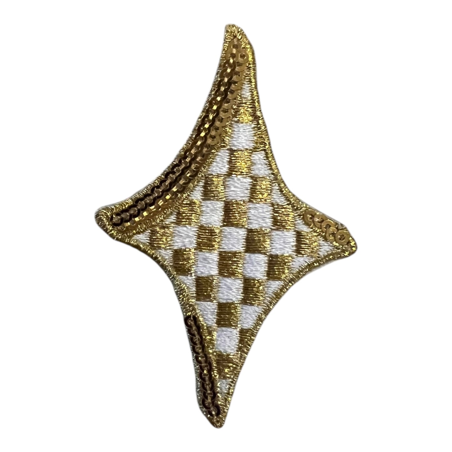 Checkered Diamond Star Patch, Gold- 2.5"