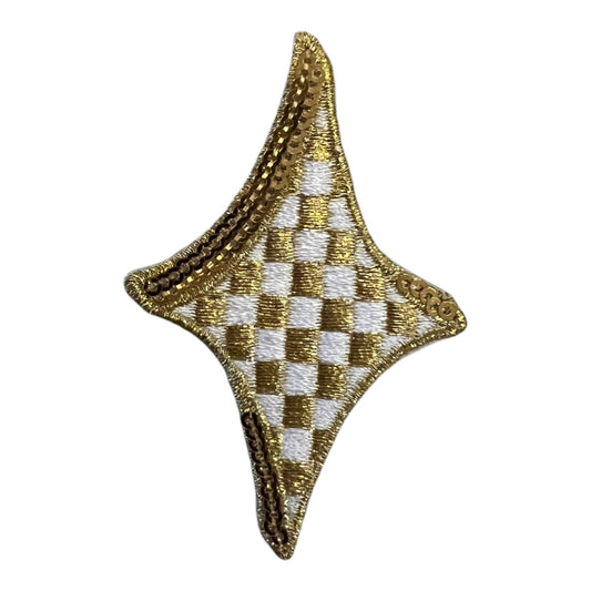 Checkered Diamond Star Patch, Gold- 2.5"