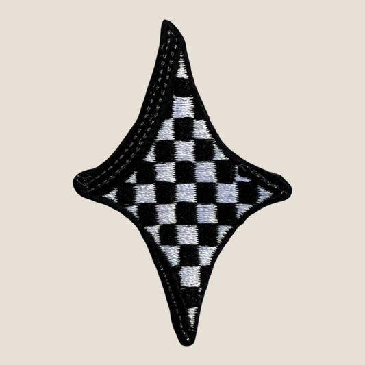 Checkered Diamond Star Patch, Black- 2.5"