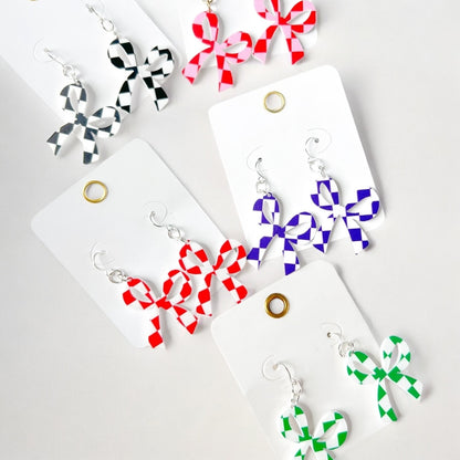 Game Day Checkered Bow Earrings