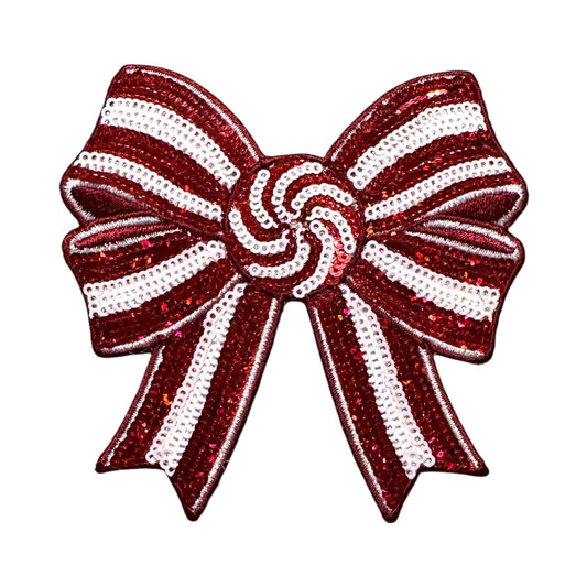 Candy Stripe Sequin Bow Patch