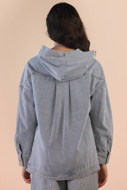 Denim Hooded Pullover