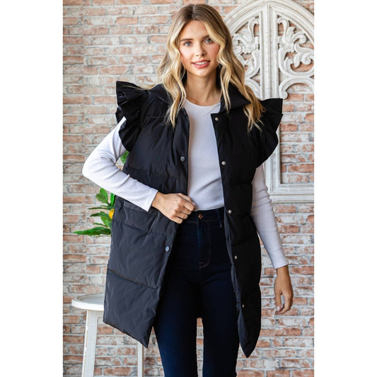 Ruffle Sleeve Puffer Vest