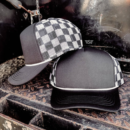 Checkered Mesh Foam Trucker Cap