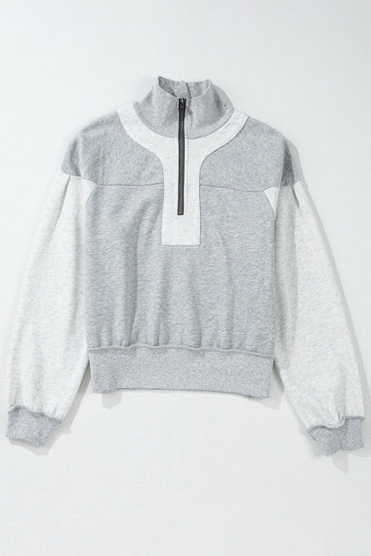 Heathered Colorblock Half Zip Sweatshirt