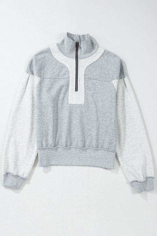 Heathered Colorblock Half Zip Sweatshirt