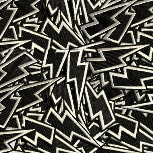 Lightening Bolt Patch, Black- 2.5"