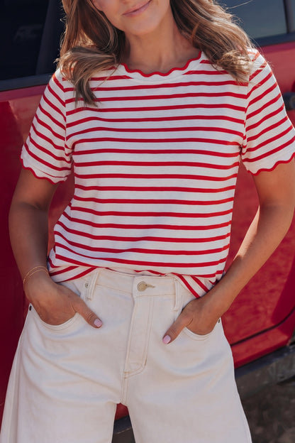 Scalloped Striped Top