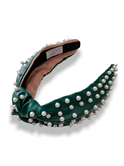 Knotted Leather Pearl Headbands