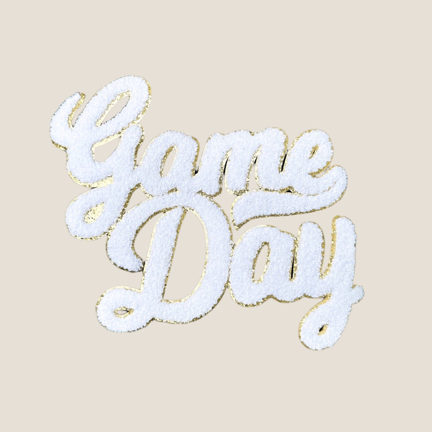 GAME DAY Chenille Glitter Large, White Patch