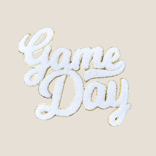 GAME DAY Chenille Glitter Large, White Patch