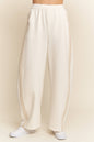 Crochet Lace Trim Loose Fit Barrel Sweatpants