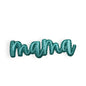 Mama Script Glitter Patch, Turquoise - 3.75"