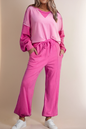 Color BlockDrawstring Joggers Set- Pink