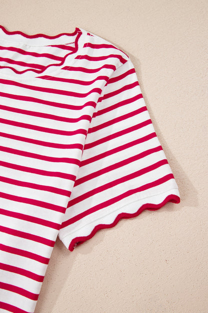 Scalloped Striped Top
