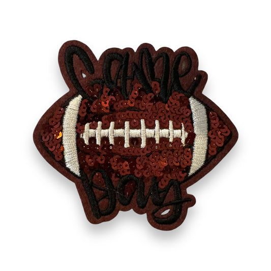 GAME DAY Football Sequin Patch- 3"