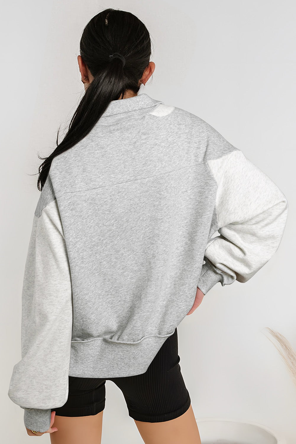 Heathered Colorblock Half Zip Sweatshirt