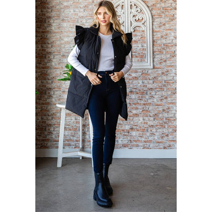 Ruffle Sleeve Puffer Vest