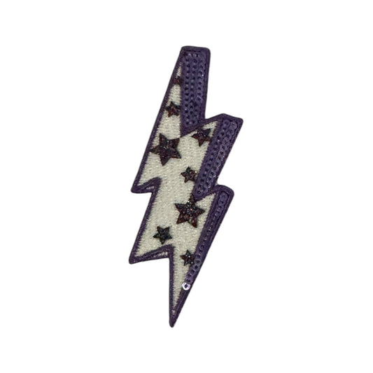 Glitter Star Lightning Bolt Patch, Purple- 2"