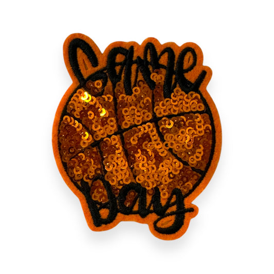 Game Day Basketball Sequin Patch- 3"