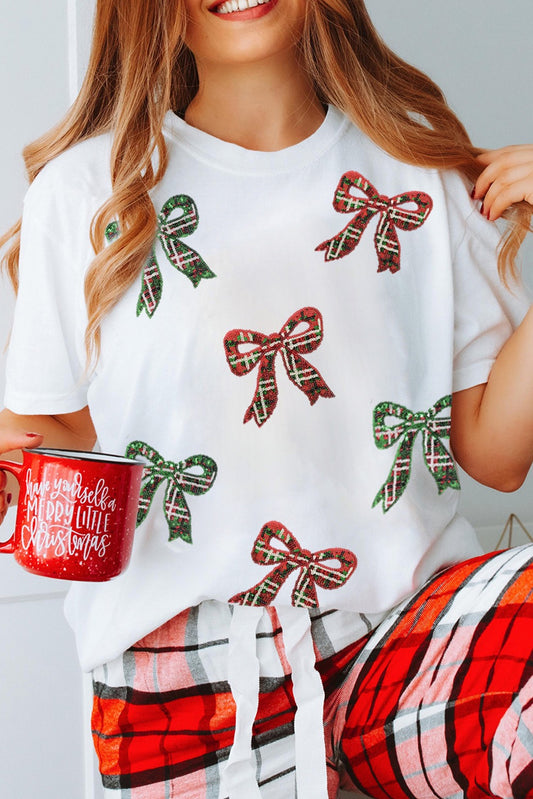 Sequin Christmas Bow Tshirt