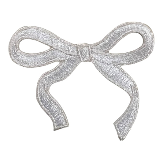 Dainty Bow Patch, White- 2.7"