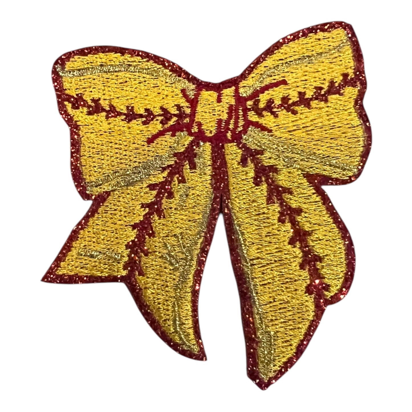 Glitter Softball Bow Patch- 3"