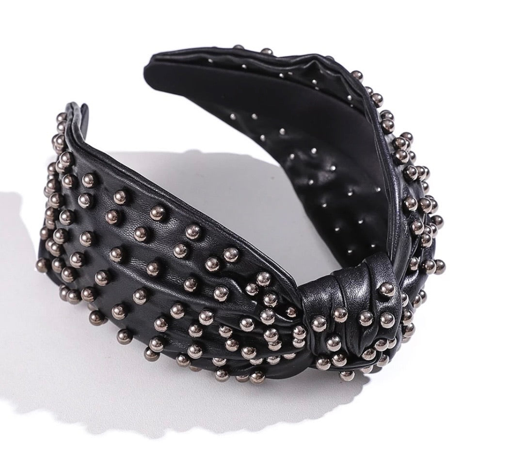 Knotted Leather Pearl Headbands
