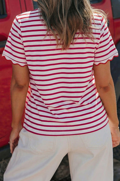 Scalloped Striped Top