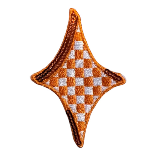 Checkered Diamond Star Patch, Orange- 2.5"