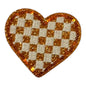 Checkered Heart Glitter Patch, Orange- 2.1"