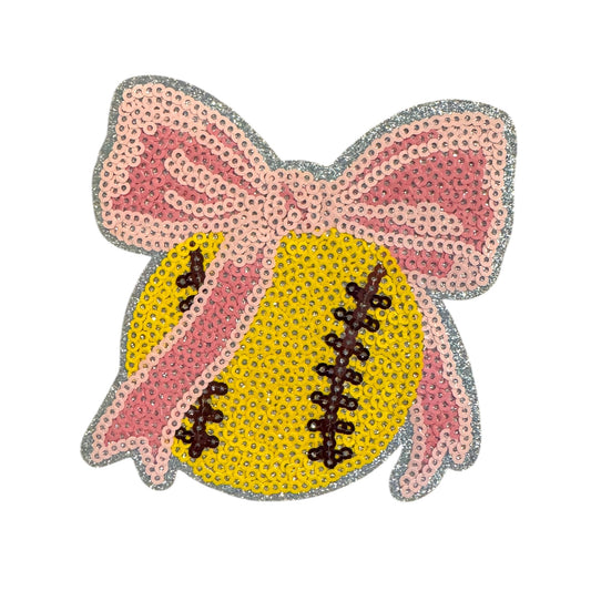 Softball Bow Sequin Patch