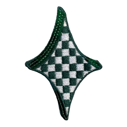 Checkered Diamond Star Sequin Patch, Green-