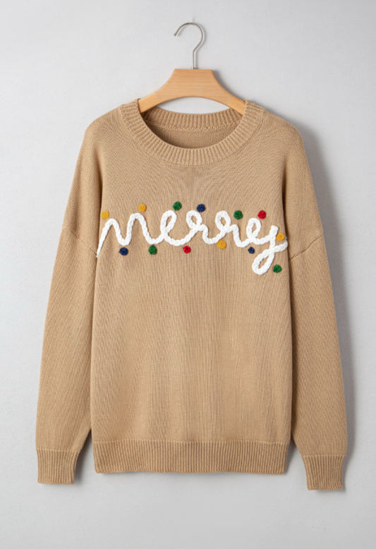 Embroidered Merry Lights Sweater