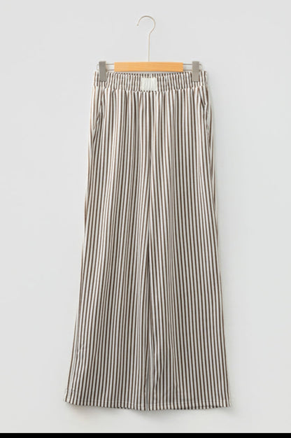 Brown Stripe Wide Leg Pants