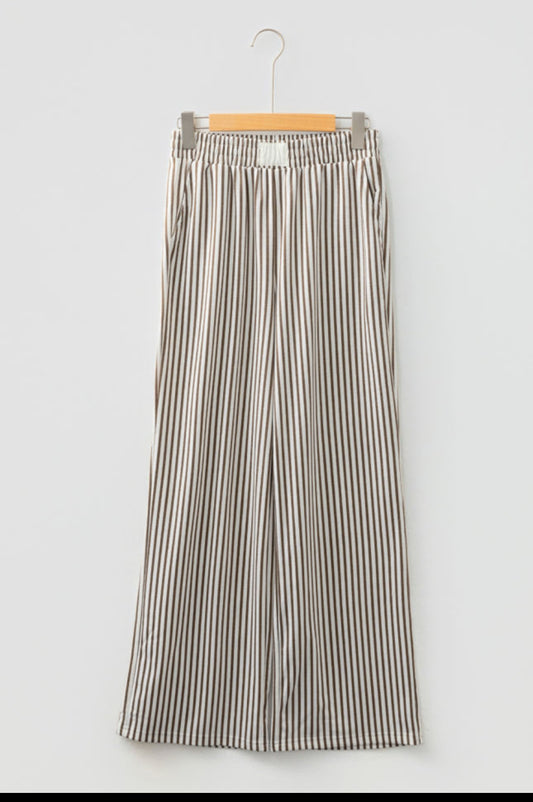 Brown Stripe Wide Leg Pants