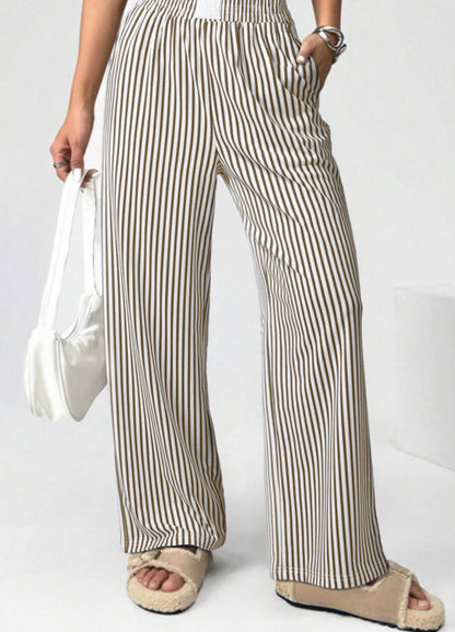 Brown Stripe Wide Leg Pants