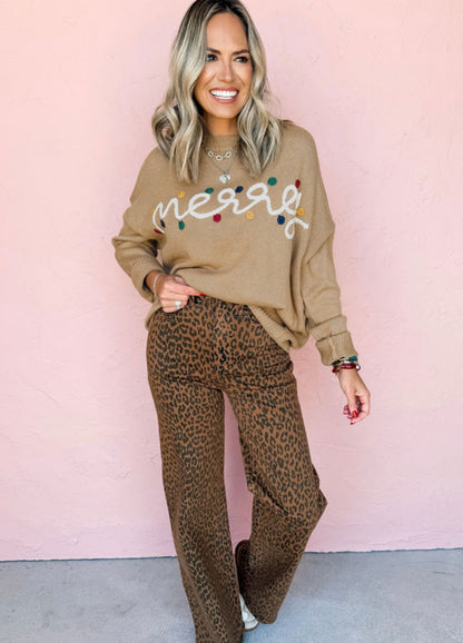 Embroidered Merry Lights Sweater