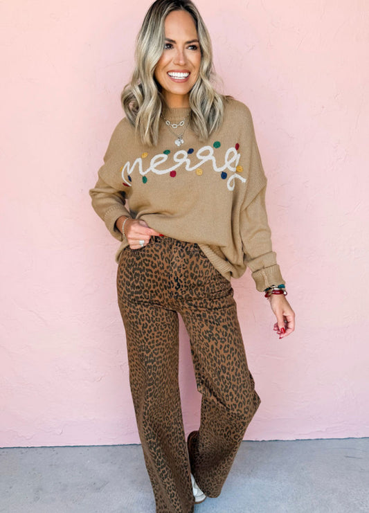 Embroidered Merry Lights Sweater