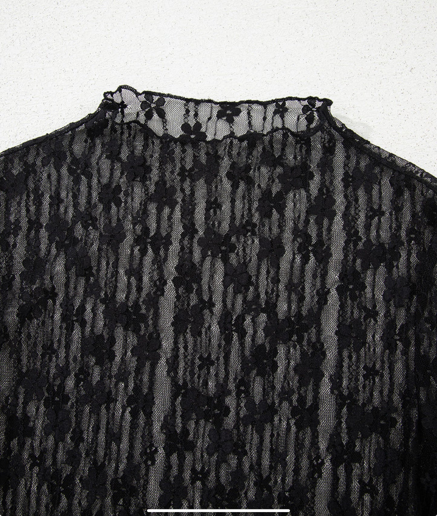Black Floral Mesh Top
